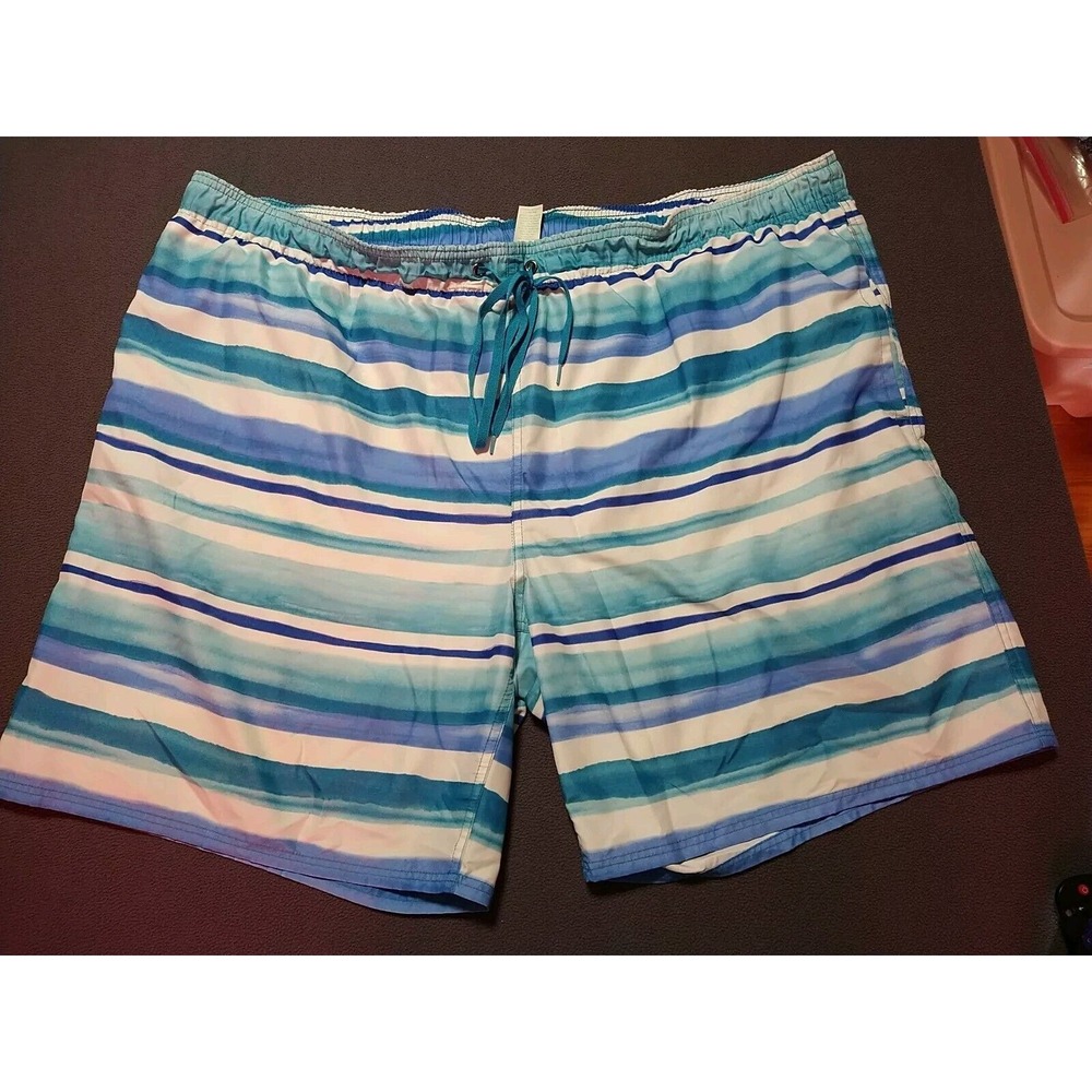 Outdoor Oasis Swim Trunks Men 3XL Blue Stripe Lined Pockets‎ Beach Surf Vacation